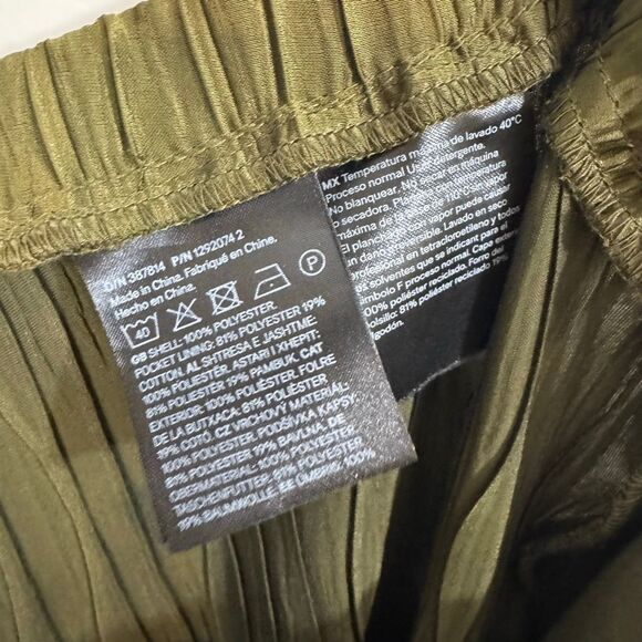 H&M Divided Dark Khaki Crinkled Wide-Leg Pants | Large - Picture 9 of 11